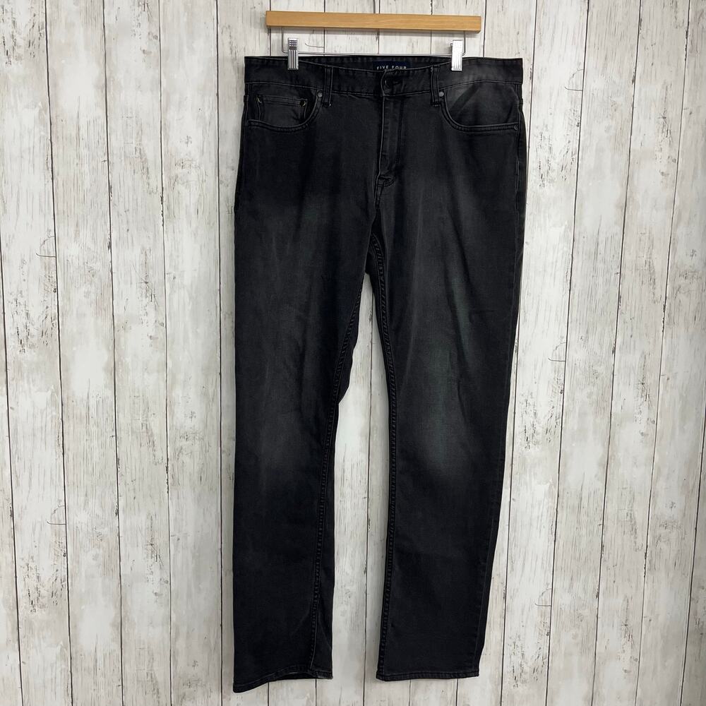 Five Four Wilkes Black Straight Leg Faded Basic Worn Work Mechanic Denim Jeans